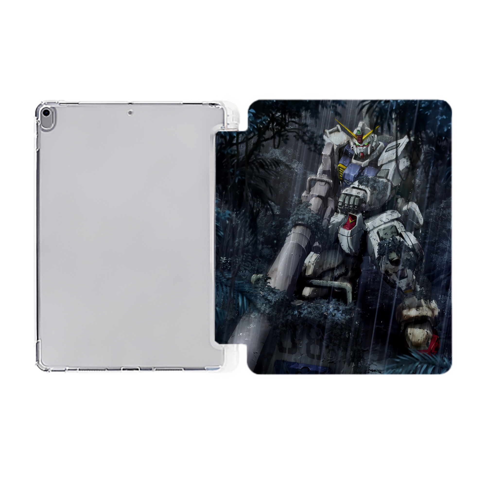 （画像用） 機動戦士ガンダム Mobile Suit Gundam IPad ケース ペン収納付き 三つ折りスタンド PUレザー×シリコン 対応機種9.5/10.5/10.9インチ